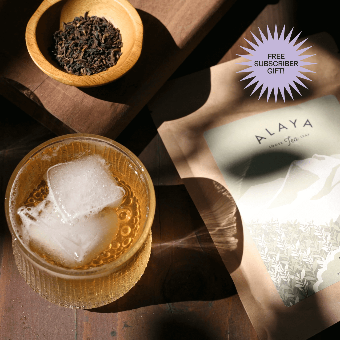 Premium whole leaf Alaya Tea pouch included in the Autumn Seasonal Subscription Box.