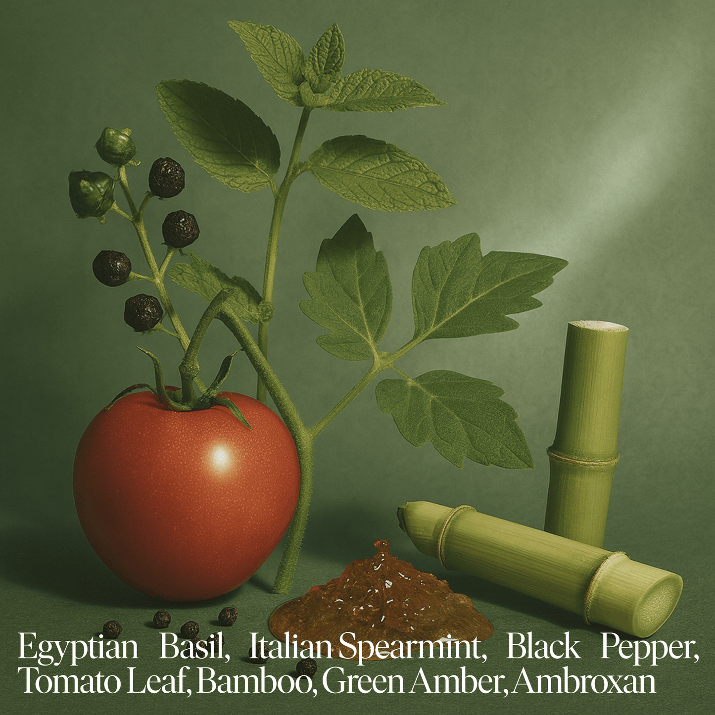 Farm Tomatoes — Basil, Tomato Leaf, Green Amber
