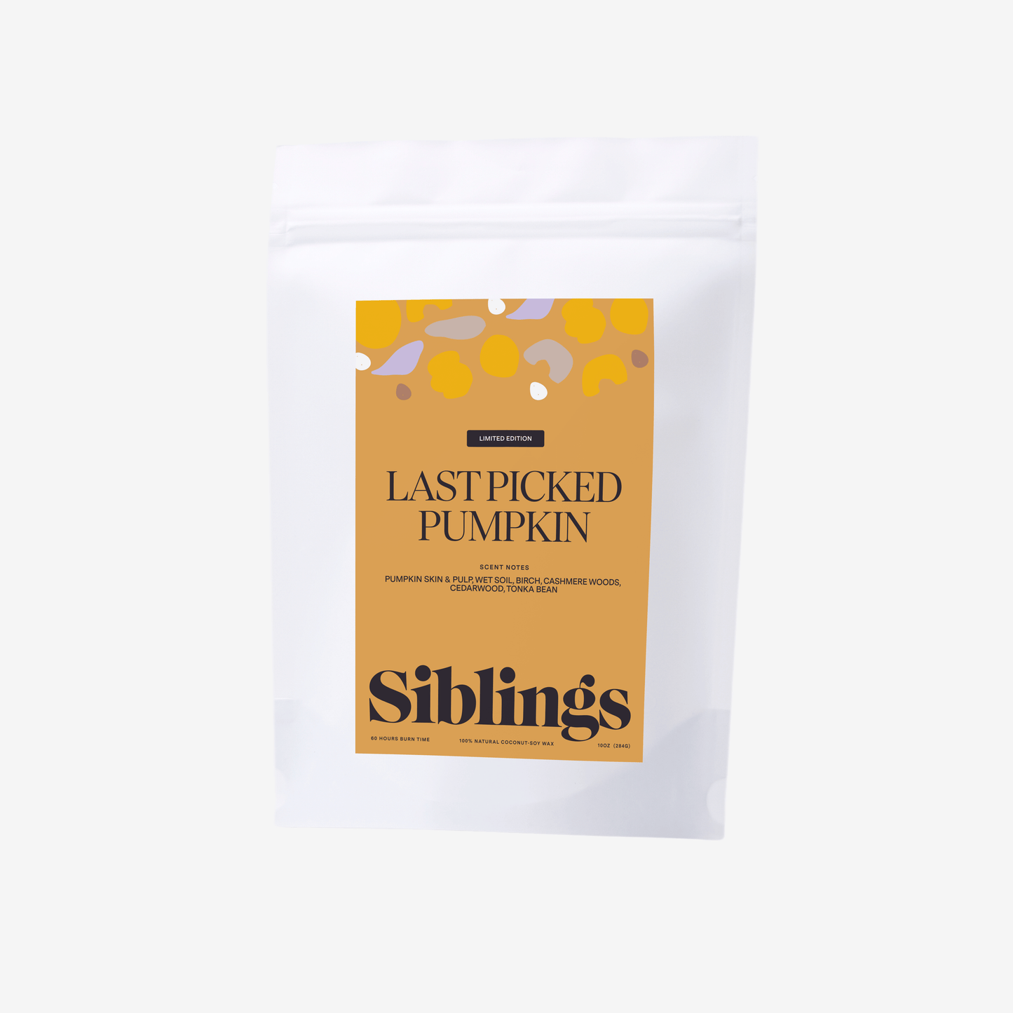 Last Picked Pumpkin candle refill bag with eco-friendly packaging, featuring a warm autumn scent.