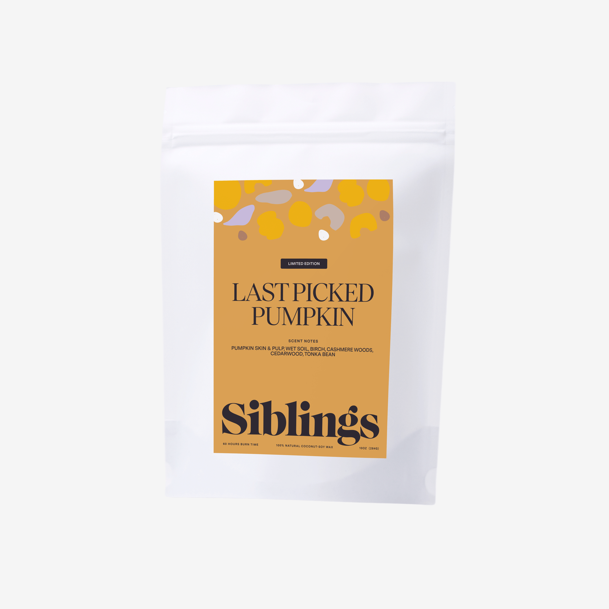 Last Picked Pumpkin candle refill bag with eco-friendly packaging, featuring a warm autumn scent.