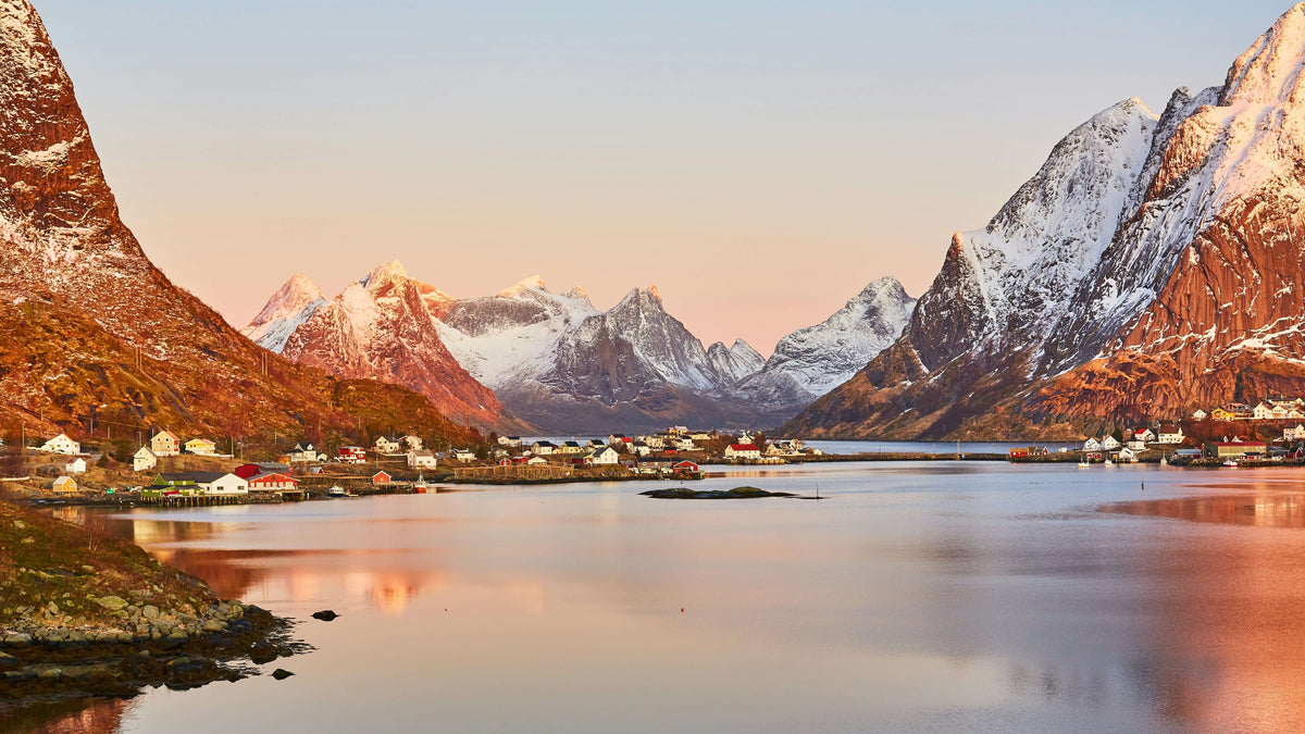 Photo of nordic coastline at sunrise